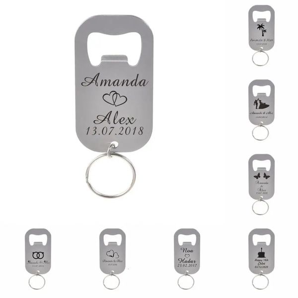Other Event Party Supplies 50Pcs Personalized Engraved Stainless Steel Beer Bottle Openers Keychains Keyrings Wedding Decor Party Gift Favor
