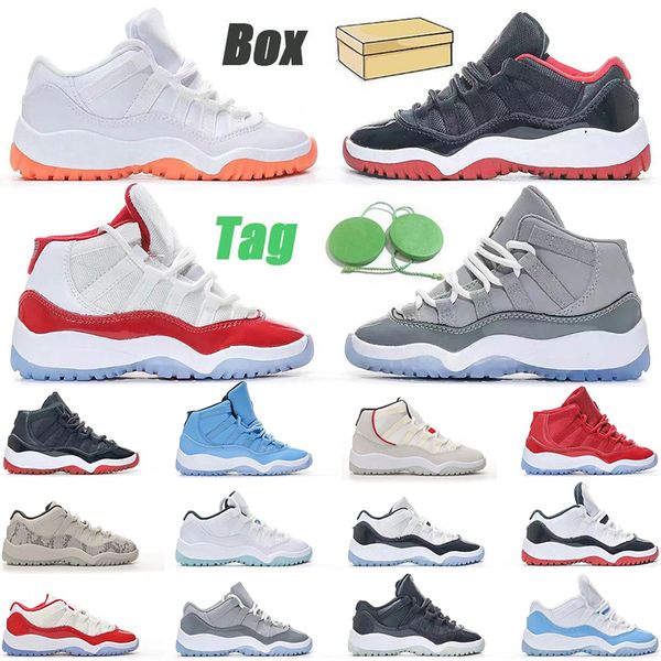 2024 designer 11 children basketball kids shoes baby 11s XI cherry bred cool grey concord unc space jam gamma blue toddler sneakers fashion