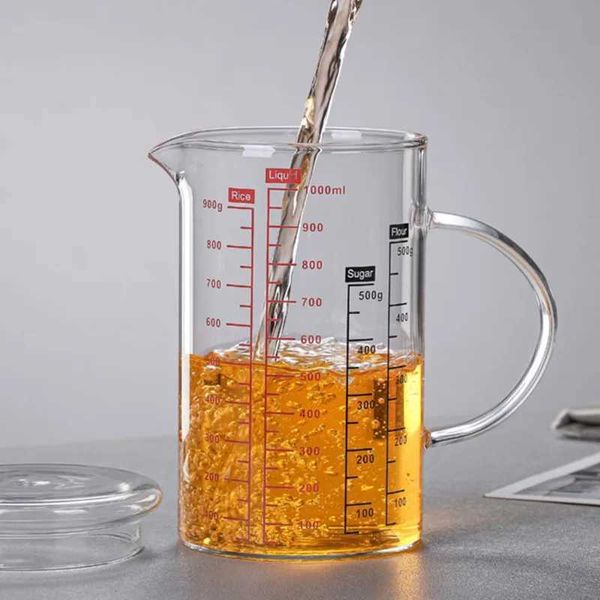 1000ML borosilicate measuring cup lidded measuring cup transparent cup cooking scale cup tea and coffee cup X240920