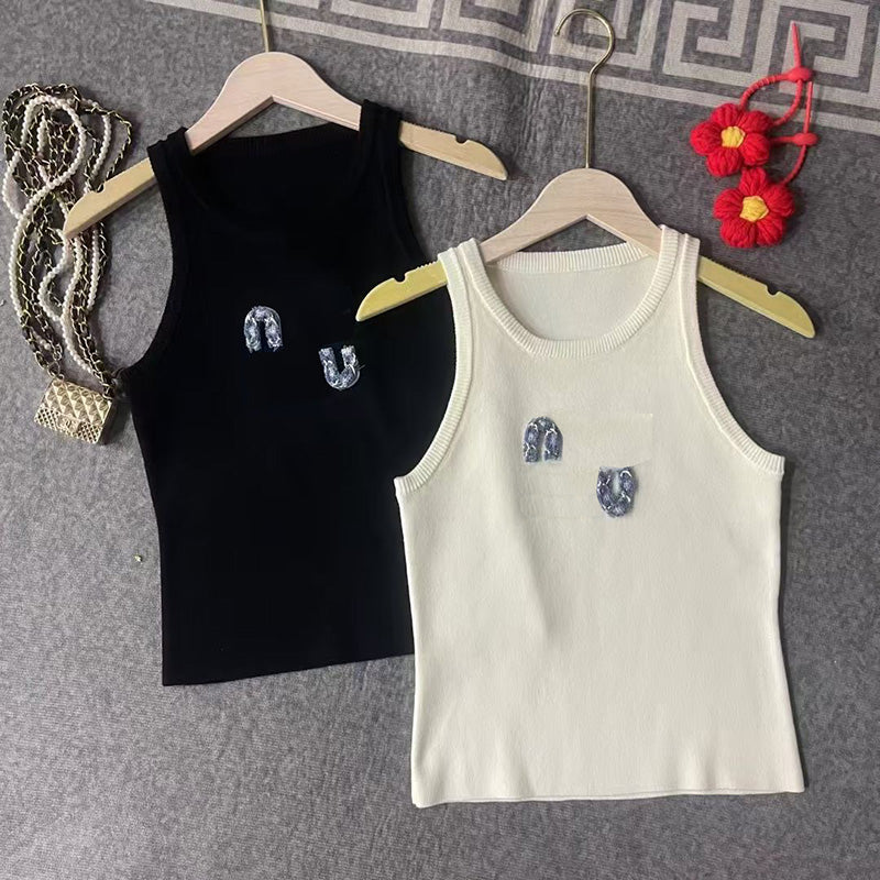 New Designer Vest Womens Sleeveless T Shirt Pullover Tank Top Girls Vests Classic Knitting Shirt Summer Tees Knitted Camisole Letter with High Quali