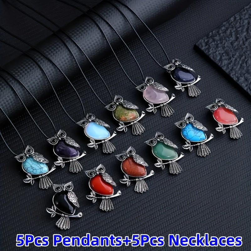 TEMU 10pcs Natural Pendant And Necklaces Set Casual Attire, Vacations & Holidays Gift (random Color)