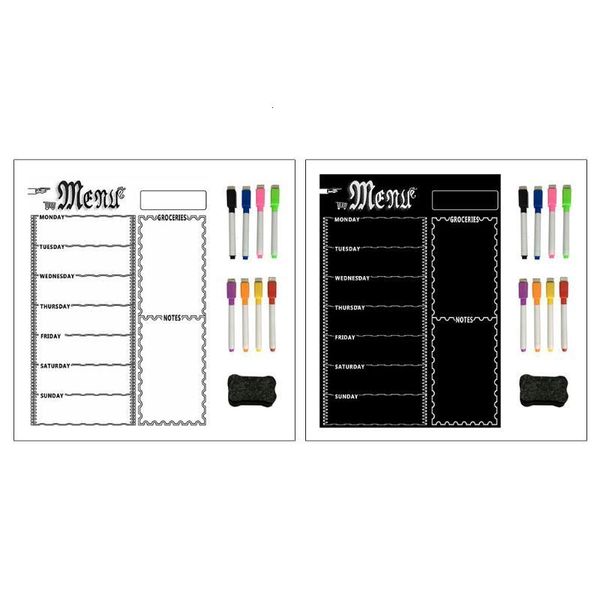 Whiteboards Magnetic Refrigerator Chalkboard Weekly Menu Meal Planner Grocery Shopping List Board Memo Fridge 230217