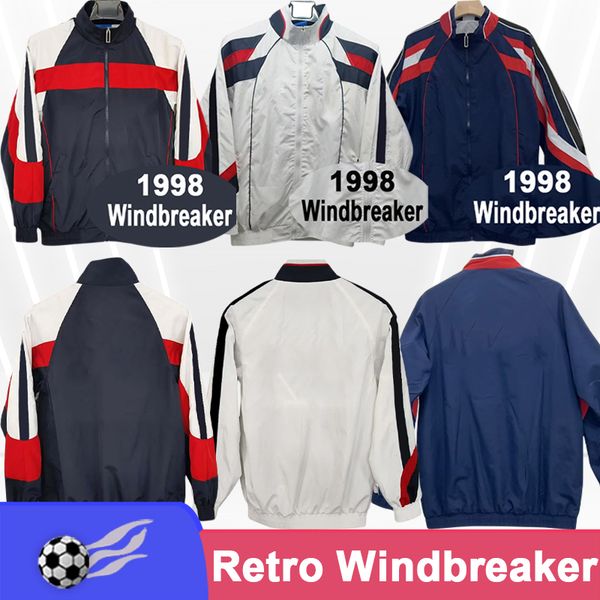 1998 England Mens Retro Soccer Jerseys Black White Windbreaker Vintage Football Shirts Sleeve Adult Uniforms