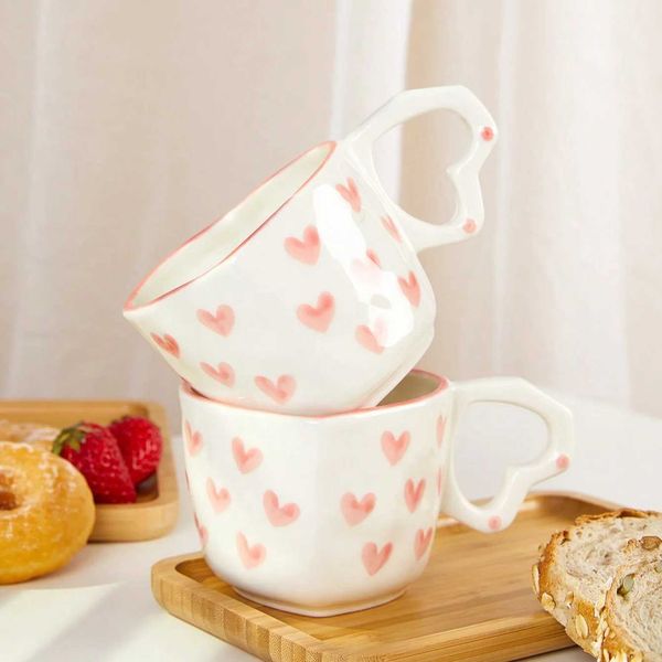 1 250ml ceramic coffee cup with creative love pattern tea cup suitable for office and home dishwashers and microwave safe beverage gifts CL2