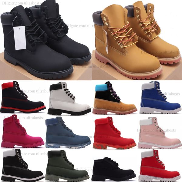 Designer Boots Martin Wheat Shoes Waterproof Classic Cowboyboot Hiking Black Premium Motorcycle Military ankle Women Men luxury Booties Pink