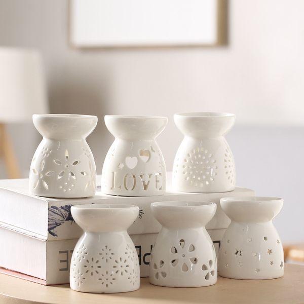 96pcs Table PERFUME Incense Burner Lamp Wholesale Cute Scented Burner Heart Ceramic Candle Oil Wax Melt Warmer Lantern porcelain essential o