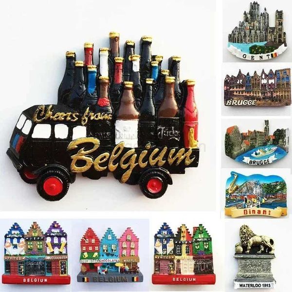Belgium Ghent Landmark Building fridge magnets Tourism souvenir Painted Magnetic Refrigerator Stickers Collection DecorationXJ240809