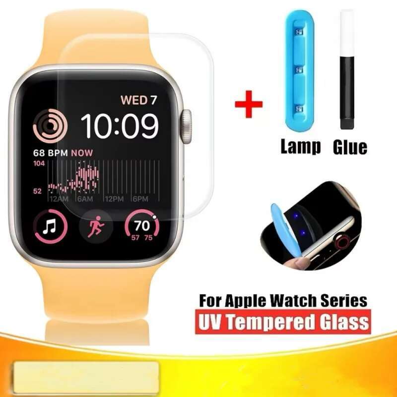 UV Liquid Glue Tempered For Apple Watch Series 8 9 7 41 45 42 38 40 44 MM Screen Protector iWatch 4 5 6 SE 45MM 44MM Glass