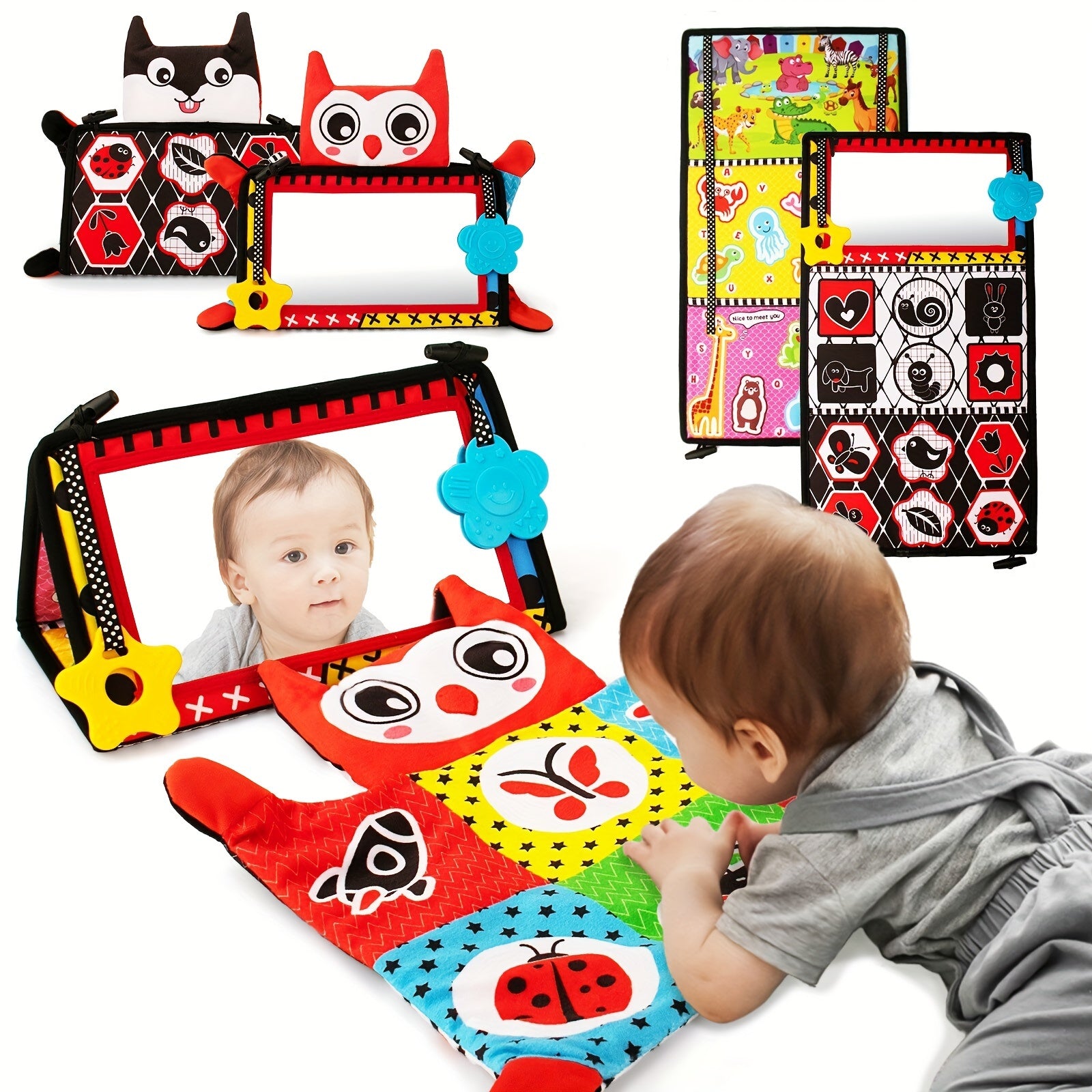 TEMU Playtime-'s Mirror Toy, Black And White High Contrast Desktop Installation 's Toy 0 - 3 - 6 Months Brain Development, High Contrast 's Toy 0 - 3