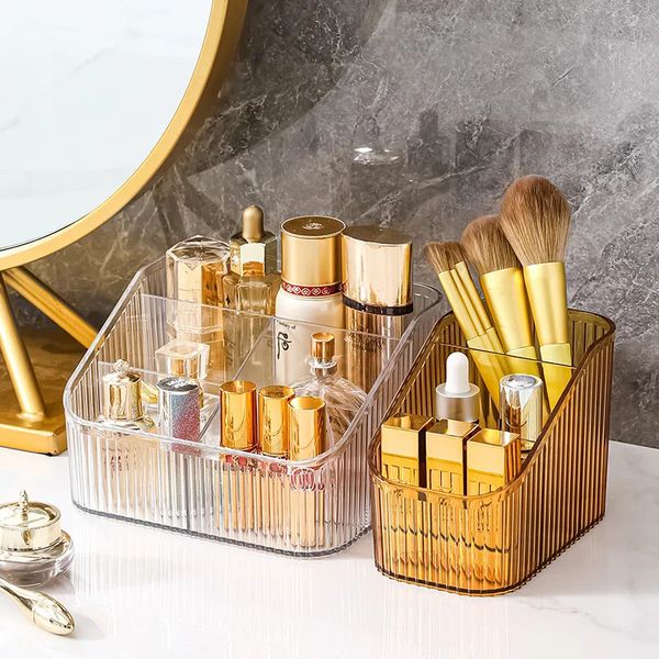 Desktop Cosmetics Storage Box Brushes Makeup Organizer Case Lipsticks Pencil Pens Jewelry Container Bathroom Accessories 240125