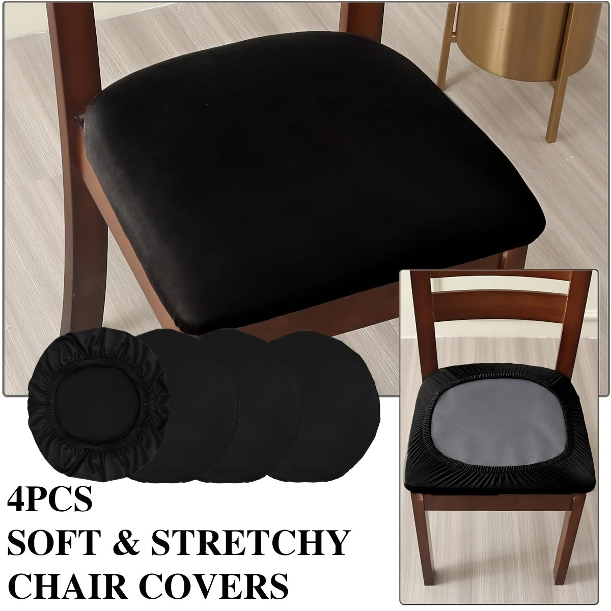 TEMU 4pcs Solid Color Brushed High Chair Cover And Comfortable Chair Cover Chair Cover Suitable For Dining Chairs Office And Home Decoration