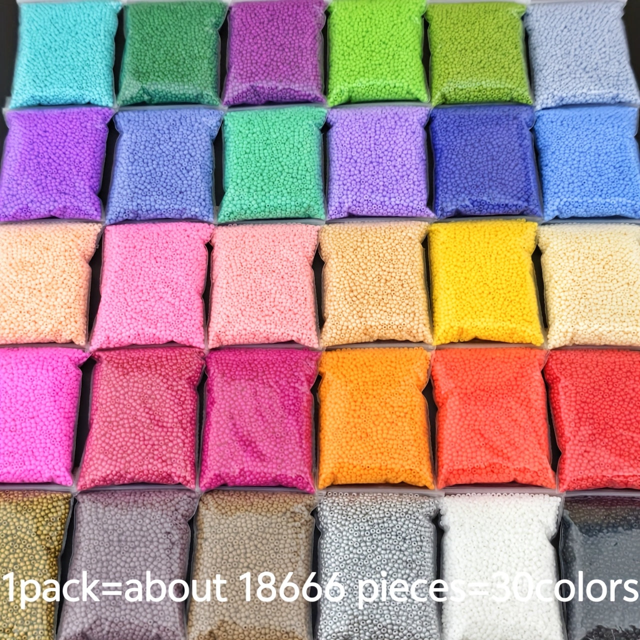 TEMU 18666pcs 1.8mm Czech Seed Beads - 30 Vibrant Colors Glass Beads For Making, Bracelets, Necklaces, Bohemian Craft Supplies, Necklace Components,