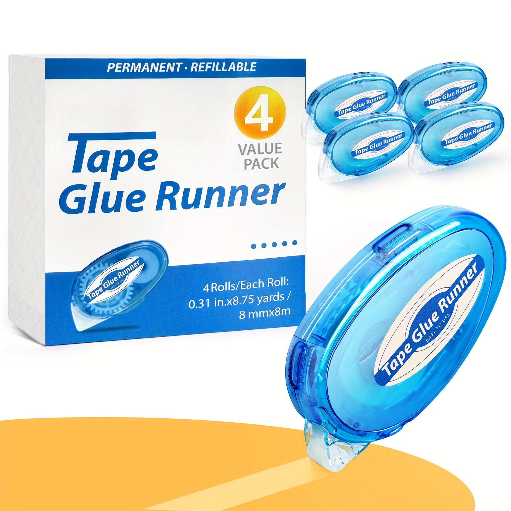 TEMU 4-6-12 Pack Double Sided Tape Roller, Permanent Adhesive , Glue Tape Roller For Scrapbooking, Crafts And Arts Projects, Photo-safe, Smooth &