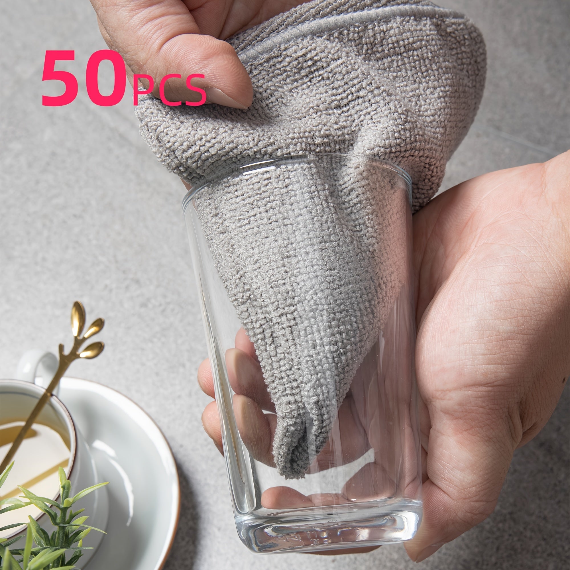 TEMU 50pcs Emmama Brand Microfiber Cleaning Cloths - Ultra-absorbent, Low-lint, 30x30cm (12x12 Inches) For Kitchen, Bathroom, Furniture & Appliances,