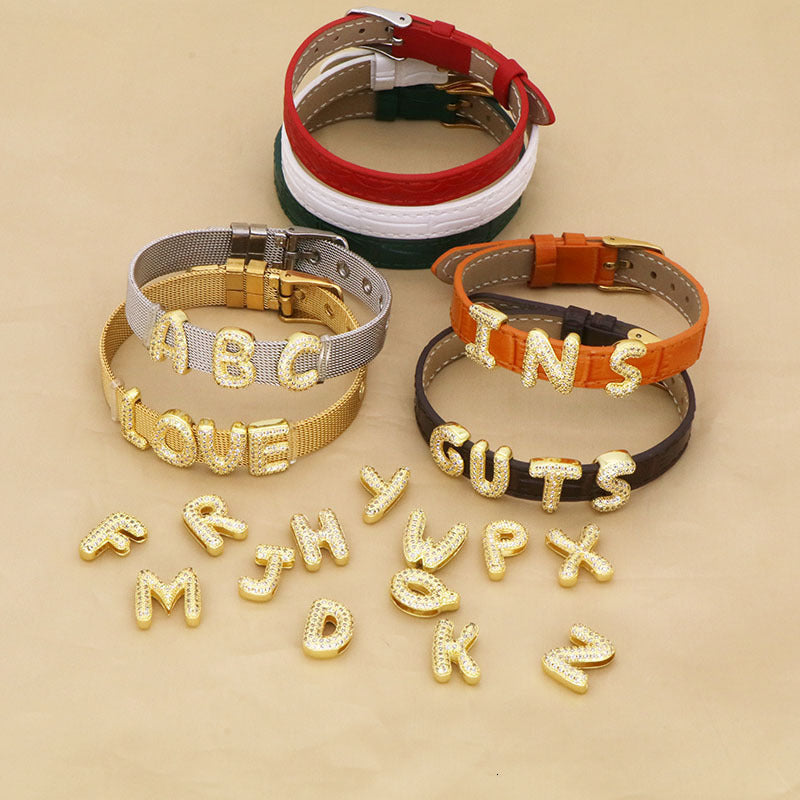 Doremi Customized Initial Letter Bracelet Adjustable Box Chain Womens Watch Bracelet DIY Name Bubble Letter Bracelet 250303