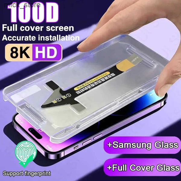 Cell Phone Protectors 100D 0.2mm Tempered Glass S22 S24 Plus Screen Protector For S20 S21 FE S23 With Alignment Mounting Cover J241202