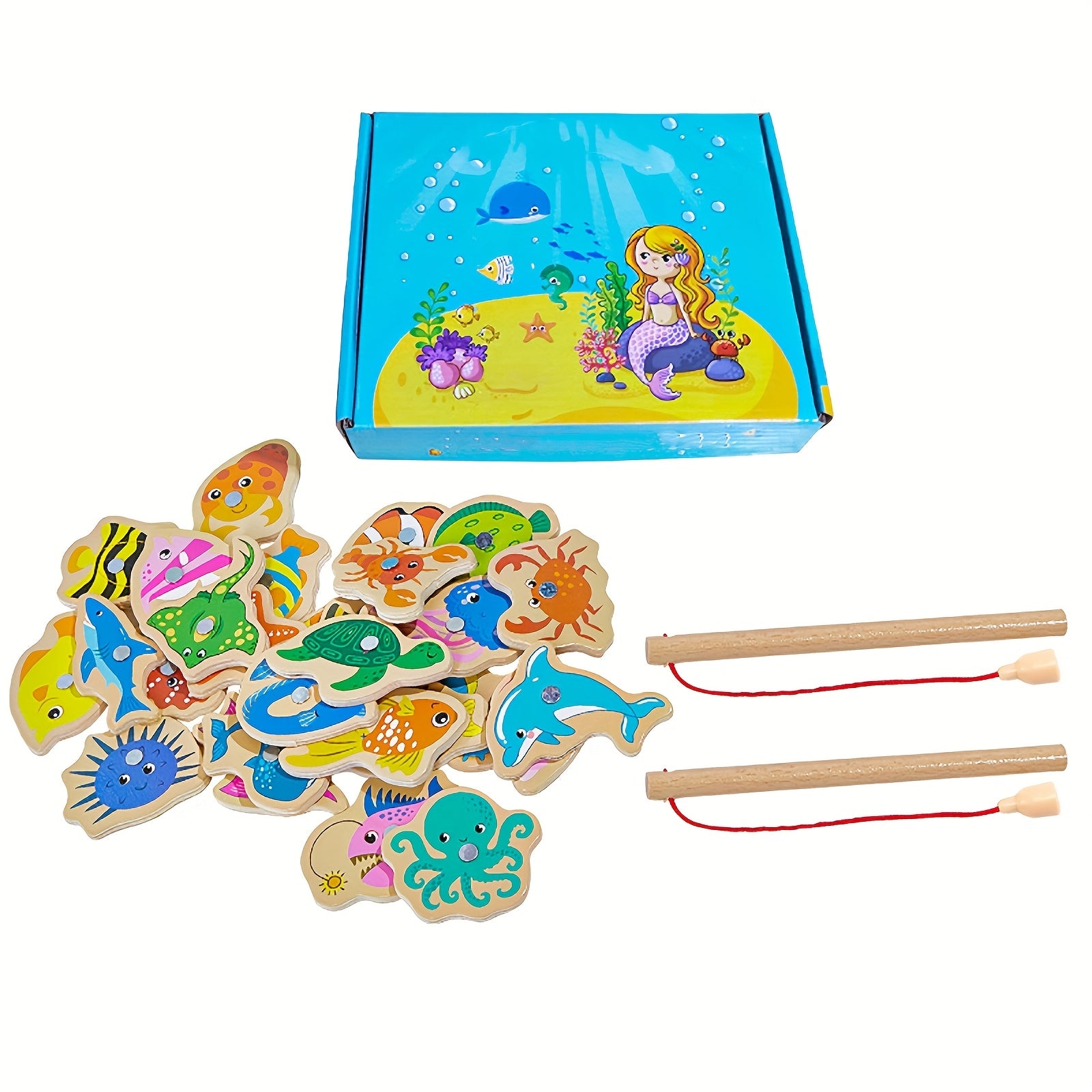 TEMU Wooden Fishing Game For Kids - Interactive Parent-child Tabletop Toy With Colorful Wooden Fish And , Ideal For Boys And Girls, Perfect
