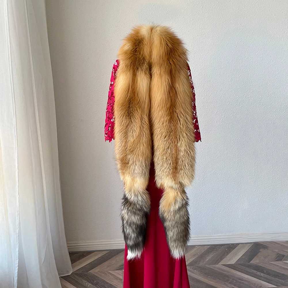 Scarves ladies 2022 winter real fox fur long scarf fashionable genuine silver fox fur bigger collar natural red fox fur shawl H241026