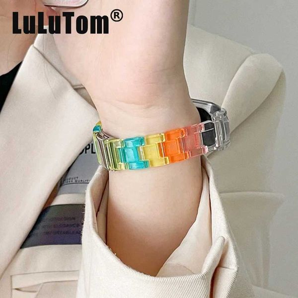 Hot Sale Suitable for Mi Band 8 7 6 5 4 fashionable transparent resin bracelet MiBand 8 5 3 acrylic replacement wristband Correa T241115