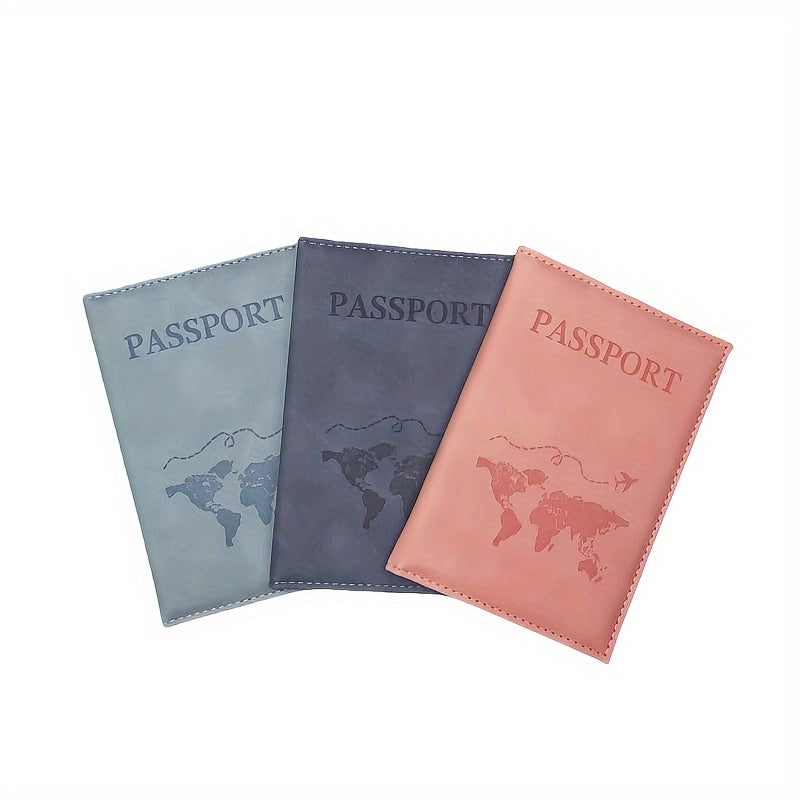 TEMU 3pcs Embossed Passport Holder, Portable Lightweight Basic Casual Solid Color Ticket Clip Document Package Sleeve Books For Men Women, Travel