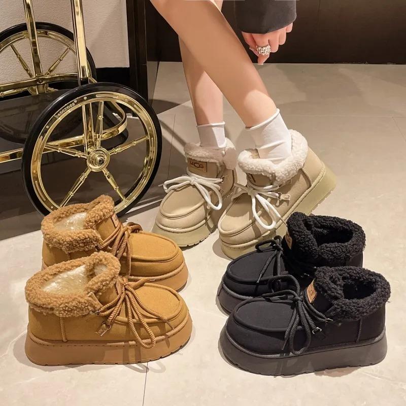 Designer boots tire bottom snow boots new plush low-top warm platform cotton boots