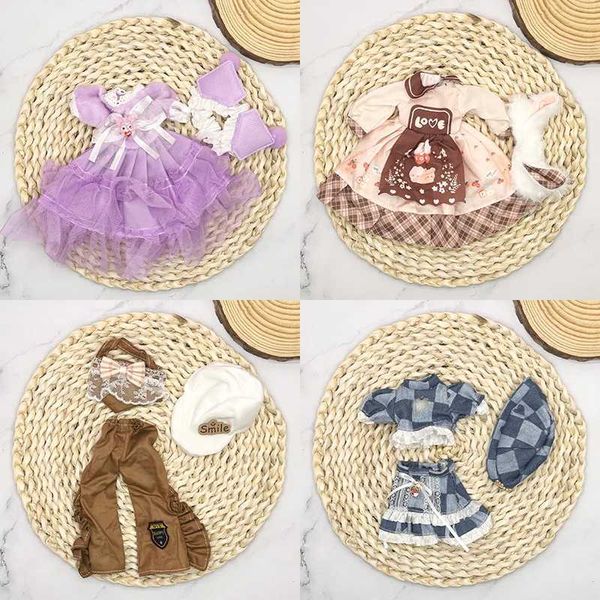 Full Set 1-6 Bjd Dolls Clothes 30cm Anime Kawaii Reborn Doll Skirt Hat Headdress Kids Gifts Dress Up DIY Dollhouse Toys for Girl Y240731
