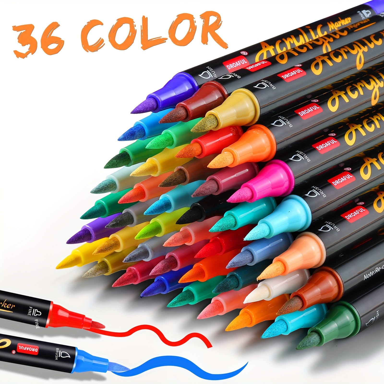 TEMU 36, 60, 72color Acrylic Paint Markers, Dual Tips Paint Pens For Rock Painting, Fabric, Metal, Glass, Wood, Canvas, Ceramic, Plastic, Eggs,