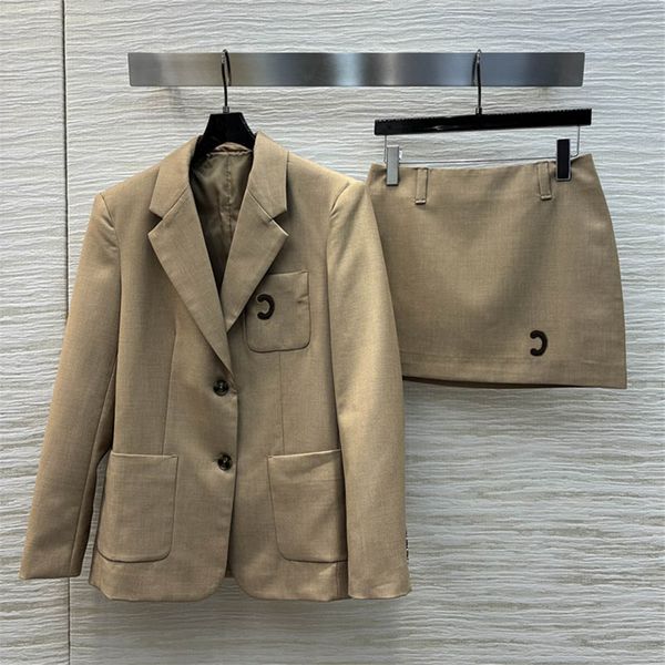 Luxury Lapel Coat Skirt Set Women Button Suit Jacket Mini Skirt Outfit Elegant Skirt Suit Casual Loose Outerwear Skirt Two Piece Set