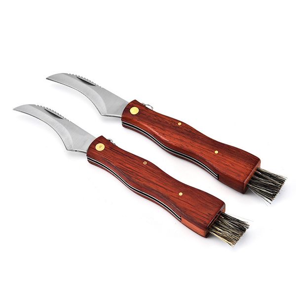 Small Curved Folding Knife with Brush Wood Handle Outdoor Gadgets Camping Knives Cutter EDC Tool