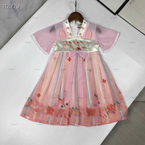 Luxury baby skirt Hanfu deer pattern print Princess dress Size 90-140 CM kids designer clothes summer girls partydress