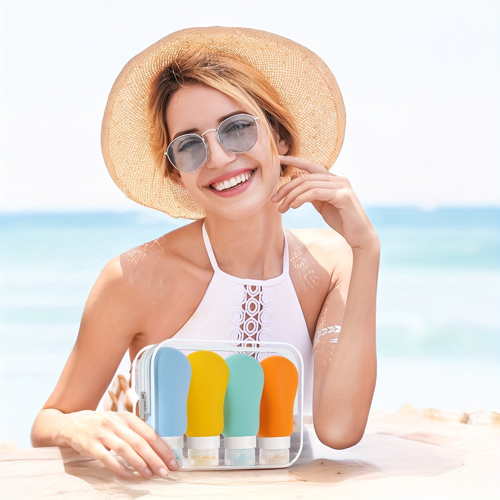 TEMU Leak Proof Travel Bottles For Toiletries (4 Pack 3.3oz) - Bpa Free Refillable Containers With Toiletry Bag, Tsa Approved For Shampoo, Lotion &