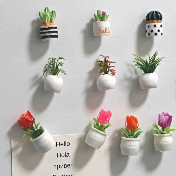 45pcs Cactus Fridge Magnet Plant and Flower REfrigerator Magnetic Sticker 3D Cute Grass Message Board Reminder Home Decoration 241228