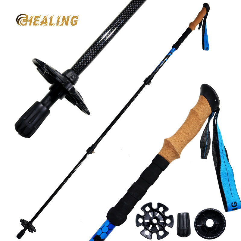 OKHEALING Aluminum Alloy Trekking Poles Portable Telescoping Light Walking Cane Walking Stick with Rubber Handle for Off-road, Backpacking, Camping