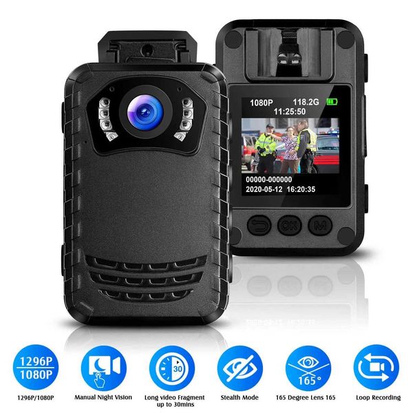Sports Action Video Cameras BOBLOV N9 Mini Human Camera Full HD 1296P Small Portable Night Vision Police Camera Supports 256G DVR Direct Tra