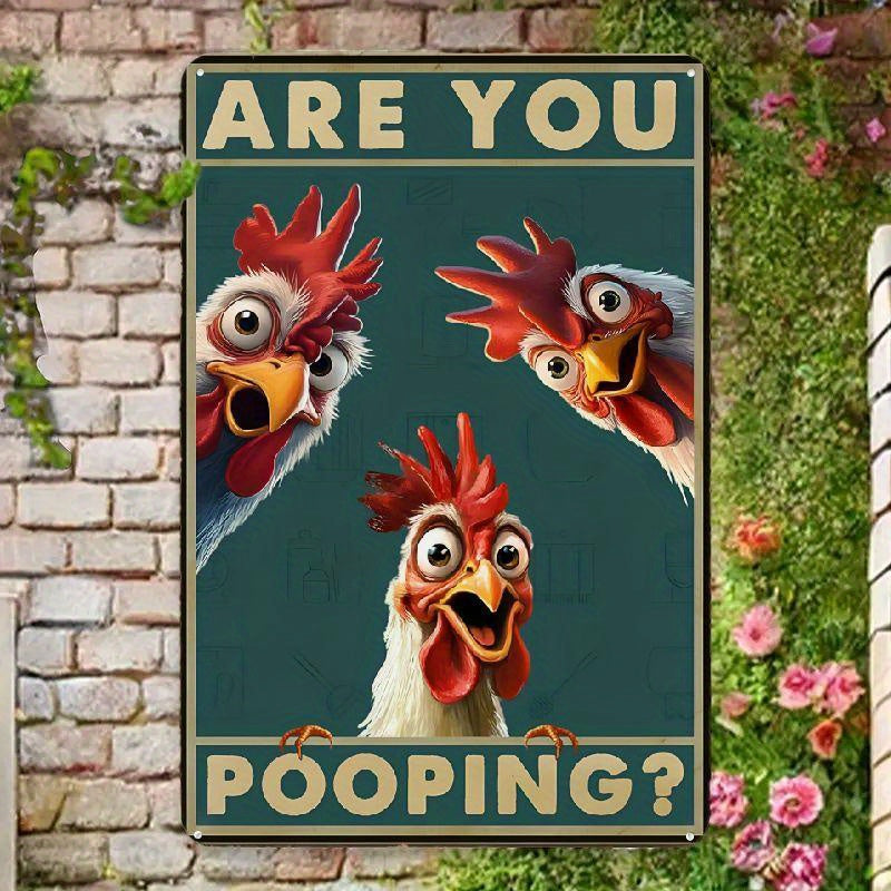 TEMU Metal Plaque, Metal Chicken Tin Sign Are You Pooping Funny Tin Sign For Bathroom Toilet Wall Decor Tin Sign 8x12inch_00001_ Wall Decor For Home
