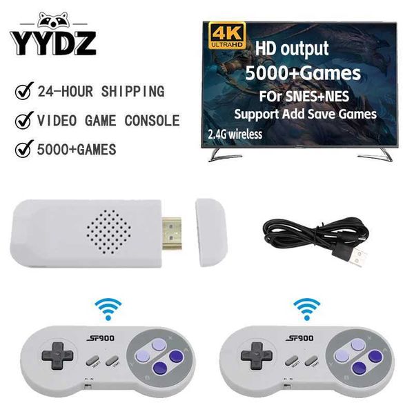 SF900 Video Game Console SNES NES Built in 5000 Games Video TV Game Stick 2.4G Wireless Controller Handheld Game Console Y241109