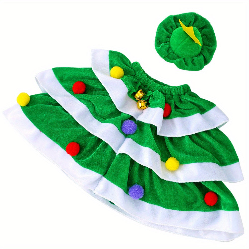 TEMU 2pcs Christmas Porch Goose Decoration Clothing - Green And Golden Christmas Skirts, Plush Collar, Outdoor Courtyard Decoration, Battery Free,