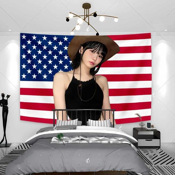 Famous Beauty Girl Chaewons Chae Nacional Chae Home Decoration Wall Holding Tapestry Decoration Bedroom Sofá Bordado Coloque Y240816