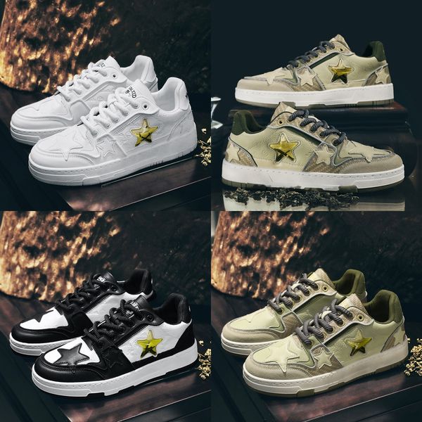 2025 Designer Sneaker Trainer Casual Shoes Calfskin Leather White Green Letter Overlays Platform Skateborad Luxury Low Sneakers Size