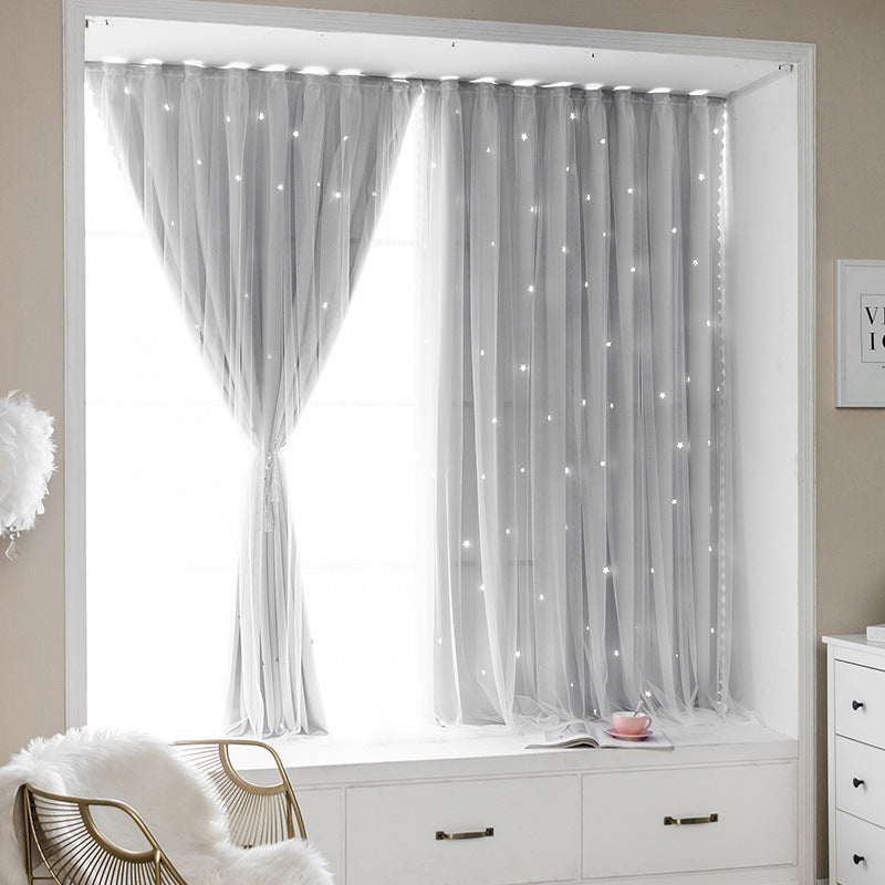 YL-36070 Velcro curtain bedroom blackout free punch installation self-adhesive short sunshade curtain foreign trade