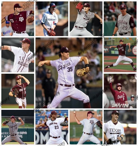 Texas A M Baseball Jersey Custom Stitched Mens Youth 2024 NEW STYLE Nathan Dettmer Jake Palisch Ryan Prager