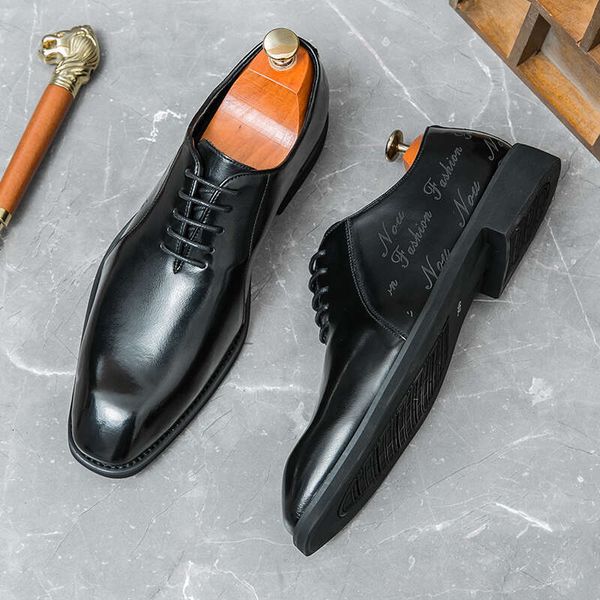 New Original Simple Business Office Casual Evening Dress Formal Leather Handmade Men&#039;s Wedding Derby Shoes