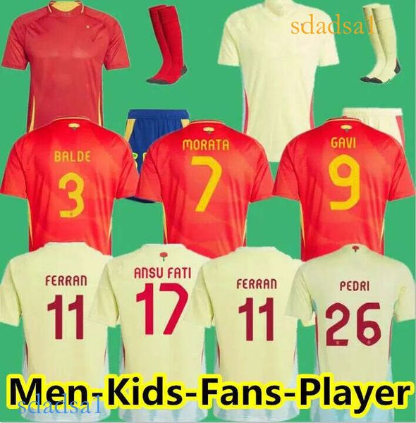 2024 Spain soccer jerseys 24 25 PEDRI Espana MORATA FERRAN KOKE GAVI LAMINE YAMAL fans Player football shirts CARVAL men kids kits