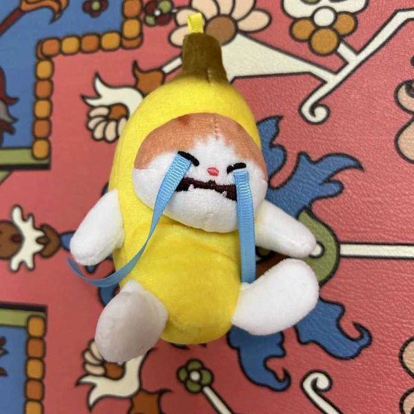 Fashion Banana Cat Vo Kichain Banana Bag Pingente Cat Doll engraçado Banana Key Chain Toys Pless Presente com Cry Sound Creativexj250116