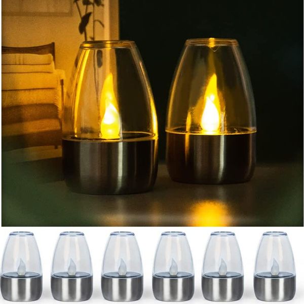 Candles Solar Candle Lights LED Tea Light Candles Outdoor Waterproof Garden Lawn Dinner Night for Christmas Halloween Valentine&#039;s Day 2