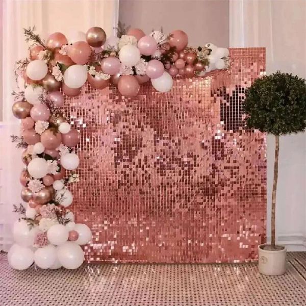 Rose Curtain Cloth 1X2m Gold Rain Birthday Party Decor Shimmer Walls Backdrop Wedding Partys Decors Sequin Wall Background s s