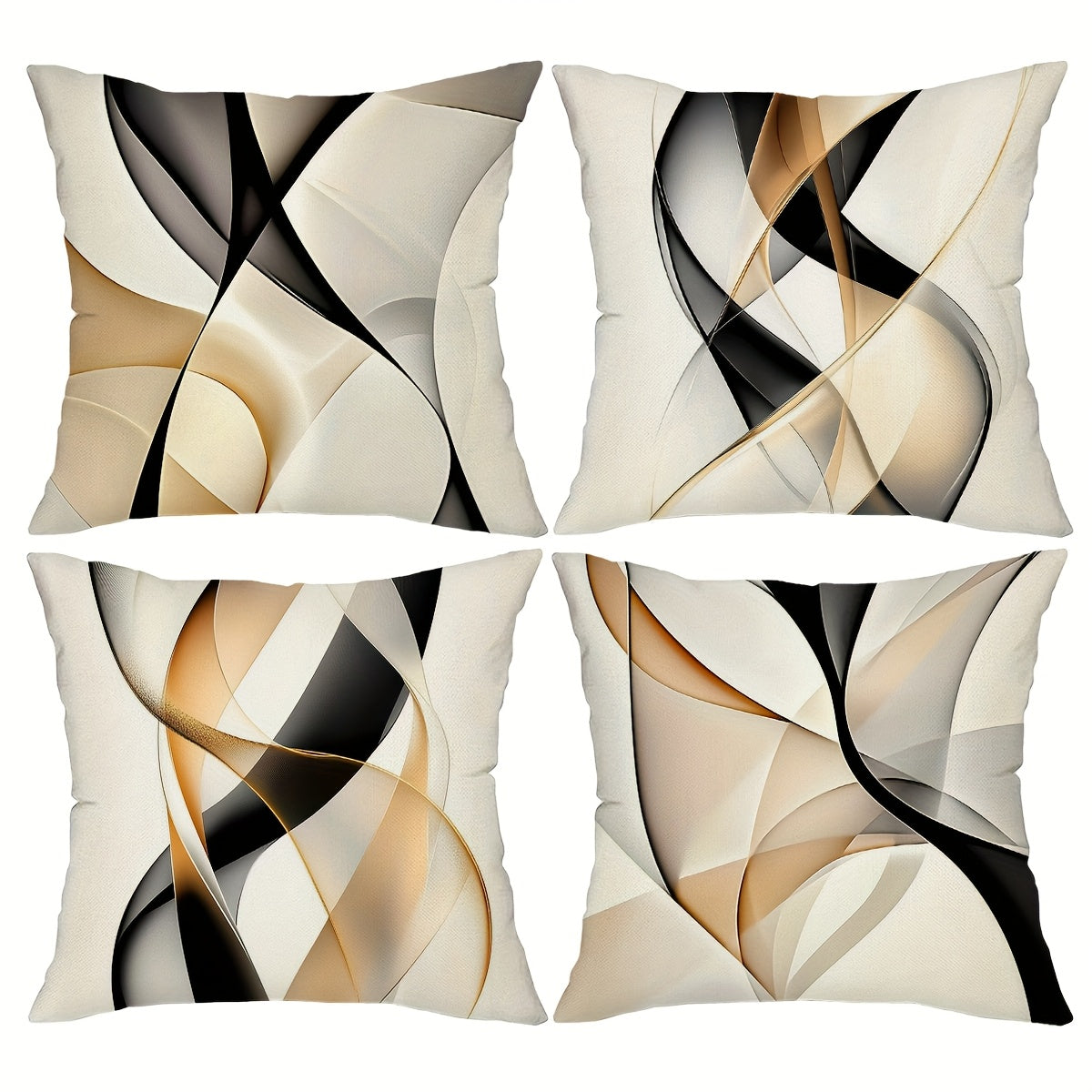 TEMU Set Of 4, Short Plush Abstract Lines Throw Pillow Covers, Double Sides Printed Flame Pattern Cushion Covers, Geometric Home Decor Pillowcases,