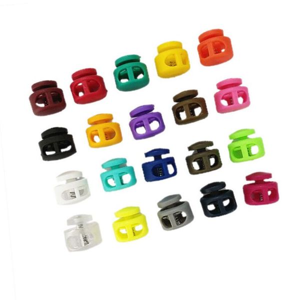 10pcs-lot 2 Hole Toggle Clip Stopper Shoelace Cord Buckles Bag Parts Accessories Multi Colors Plastic Paracord Cord Lock Clamp