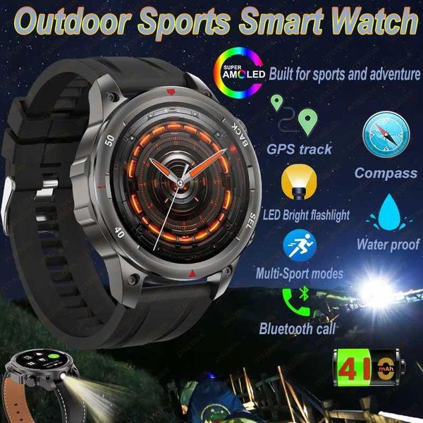 Suitable for BT calling smartwatch mens AMOLED high-definition large screen with flash heart rate NFC waterproof GPS sports smartwatch T2412
