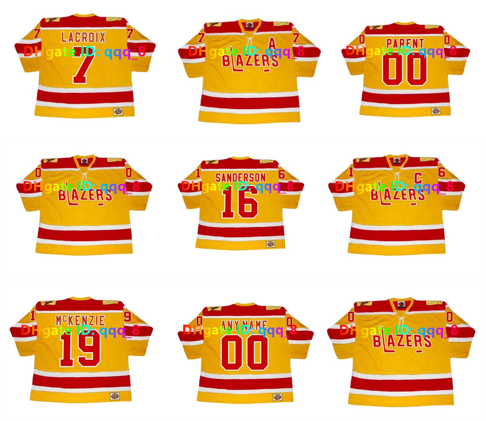 Vintage Philadelphia Blazers Throwback Hockey Jersey 00 BERNIE PARENT 7 ANDRE LACROIX 16 DEREK SANDERSON JOHNNY McKENZIE Custom Any Name Number Size